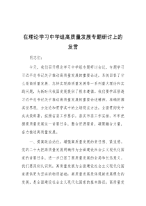 在理论学习中学组高质量发展专题研讨上的发言