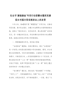 在全市建强堡垒专项行动部署会暨抓党建促乡村振兴现场推进会上的发言