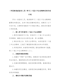 市县级选派驻村人员学习二十届三中全会精神后的行动计划