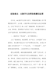 经验做法以数字化改革助推廉洁运营