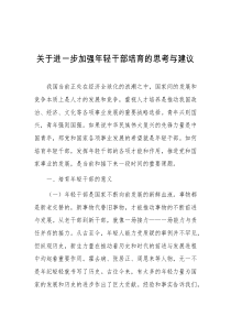 关于进一步加强年轻干部培育的思考与建议