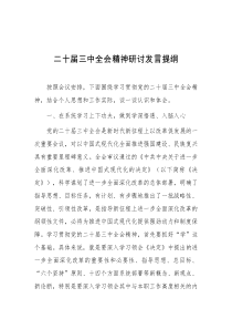 二十届三中全会精神研讨发言提纲