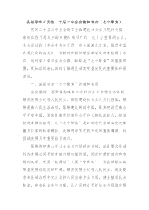 县领导学习贯彻二十届三中全会精神体会七个聚焦