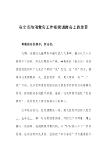 在全市防汛救灾工作视频调度会上的发言