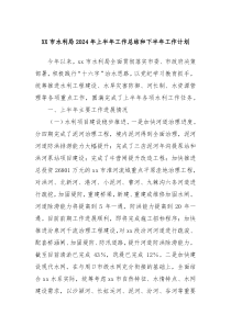 XX市水利局2024年上半年工作总结和下半年工作计划