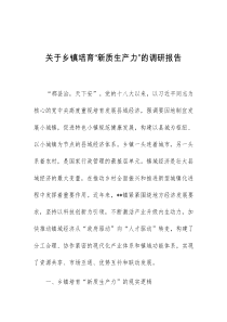 关于乡镇培育新质生产力的调研报告