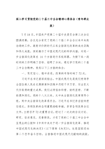 深入学习贯彻党的二十届三中全会精神心得体会青年群众版