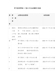 学习宣传贯彻二十届三中全会精神计划表