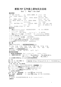 最新新人教版PEP五年级英语上册各单元知识点总结