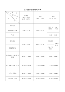 幼儿园作息时间表