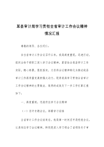 某县审计局学习贯彻全省审计工作会议精神情况汇报