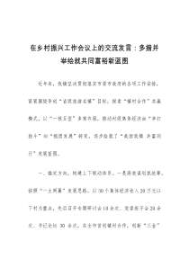 (领导发言)在乡村振兴工作会议上的交流发言多措并举绘就共同富裕新蓝图