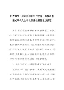 (领导发言)区委常委组织部部长研讨发言为推动中国式现代化生动实践提供坚强组织保证