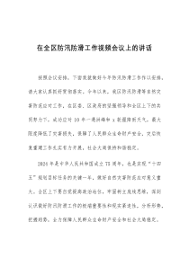 (讲话材料)在全区防汛防滑工作视频会议上的讲话