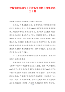 学校党组织领导下的校长负责制心得体会范文3篇