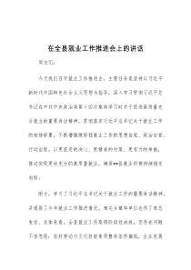 (讲话材料)在全县就业工作推进会上的讲话