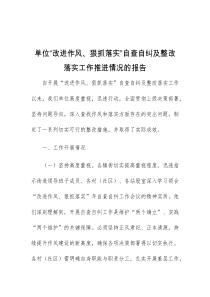 单位改进作风狠抓落实自查自纠及整改落实工作推进情况的报告