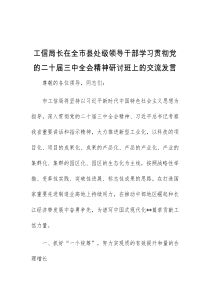 (领导发言)工信局长在全市县处级领导干部学习贯彻党的二十届三中全会精神研讨班上的交流发言