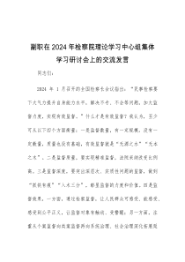 (领导发言)副职在2024年检察院理论学习中心组集体学习研讨会上的交流发言