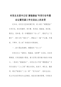 (领导发言)村党总支部书记在建强堡垒专项行动专题会议暨党建工作交流会上的发言