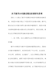 关于数字乡村建设情况的调研与思考