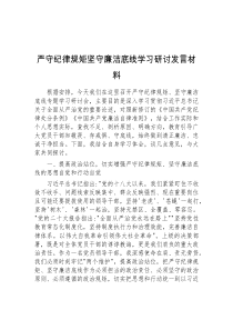 (精彩发言)严守纪律规矩坚守廉洁底线学习研讨发言材料