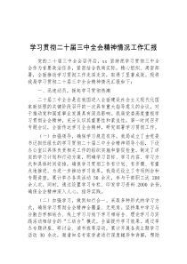 学习贯彻二十届三中全会精神情况工作汇报