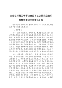 农业农村局关于群众身边不正之风和腐败问题集中整治工作情况汇报