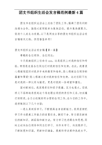 团支书组织生活会发言稿范例最新4篇