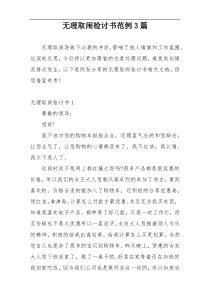 无理取闹检讨书范例3篇