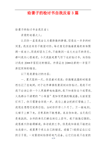 给妻子的检讨书自我反省3篇