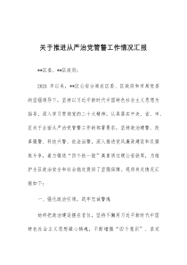 (公文)关于推进从严治党管警工作情况汇报