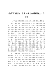 县委学习贯彻二十届三中全会精神情况工作汇报