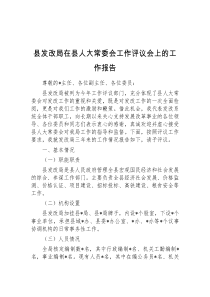 县发改局在县人大常委会工作评议会上的工作报告