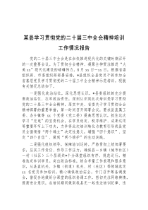 某县学习贯彻党的二十届三中全会精神培训工作情况报告