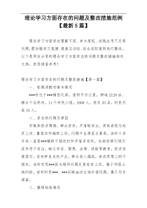 理论学习方面存在的问题及整改措施范例【最新5篇】