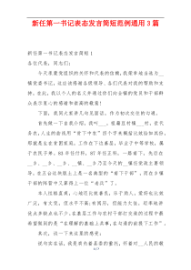 新任第一书记表态发言简短范例通用3篇