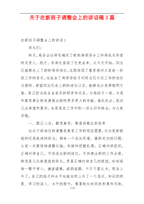 关于在新班子调整会上的讲话稿3篇