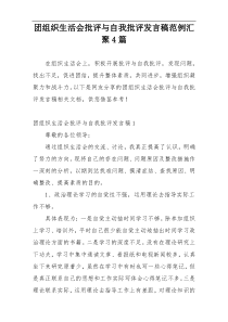 团组织生活会批评与自我批评发言稿范例汇聚4篇