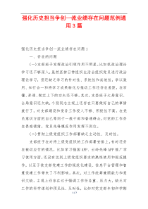 强化历史担当争创一流业绩存在问题范例通用3篇