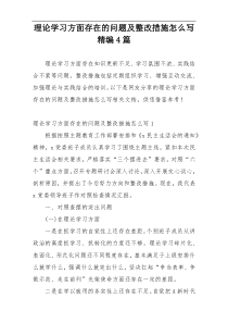 理论学习方面存在的问题及整改措施怎么写精编4篇