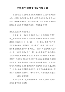 团组织生活会支书发言稿3篇