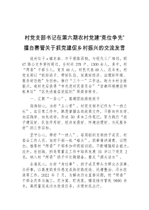 村党支部书记在第六期农村党建竞位争先擂台赛管关于抓党建促乡村振兴的交流发言