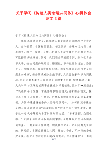 关于学习《构建人类命运共同体》心得体会范文3篇