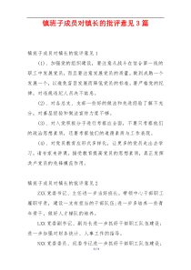 镇班子成员对镇长的批评意见3篇