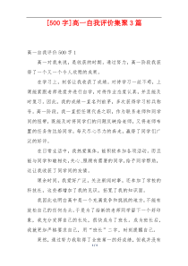 [500字]高一自我评价集聚3篇