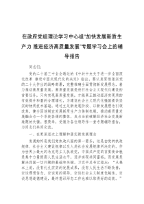 在政府党组理论学习中心组加快发展新质生产力推进经济高质量发展专题学习会上的辅导报告