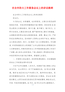 在全市防火工作紧急会议上的讲话提纲