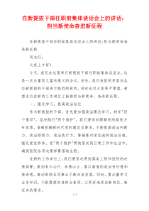 在新提拔干部任职前集体谈话会上的讲话：担当新使命奋进新征程