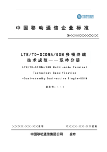 LTE、TDSCDMA、GSM多模终端技术规范-双待分册